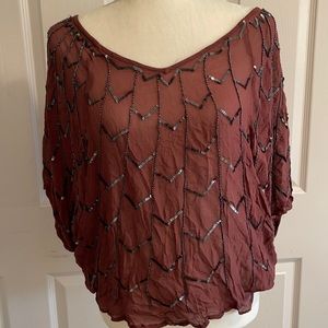 Willow and Clay Beaded Pullover Blouse